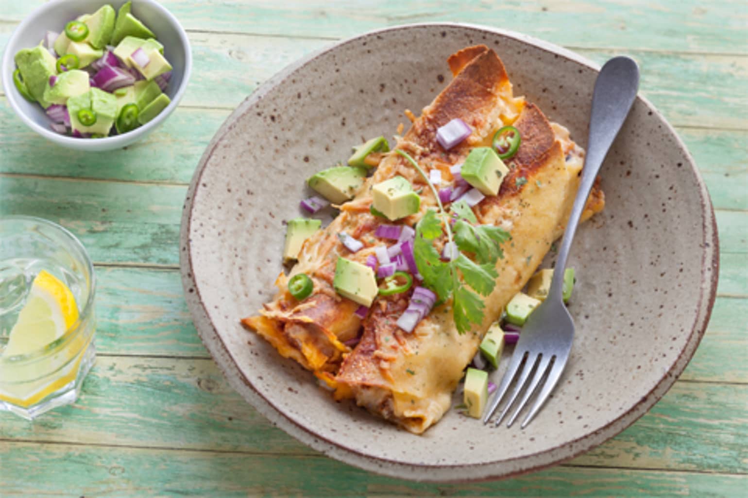 Enchiladas au bœuf haché, oignons et olives noires